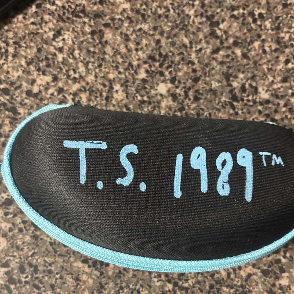 Taylor Swift Black and Blue Glasses Case and pair of glasses